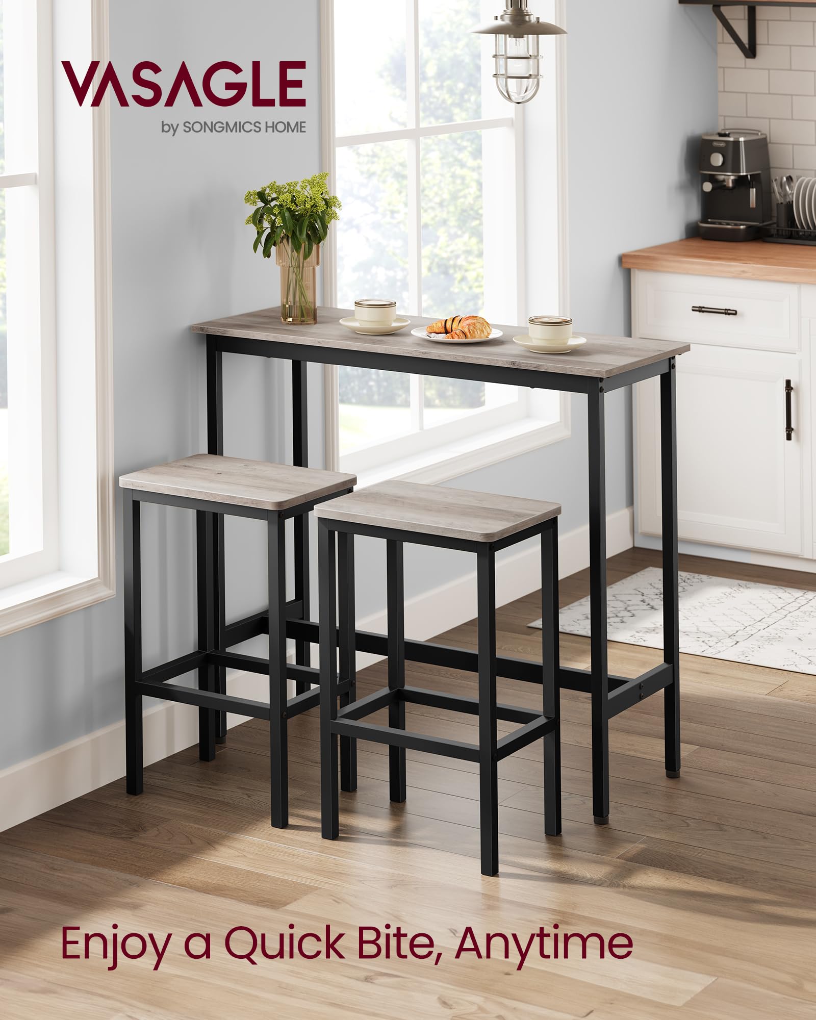 Amazon.com: VASAGLE Dining Table Set, Bar Table and Chairs Set